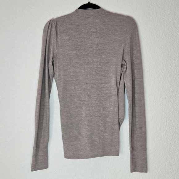 Athleta s tan long‎ sleeve ruched wrap activewear top - Picture 3 of 6